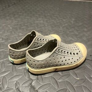 Native Gray Kids Shoes with Cream Soles